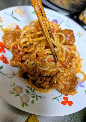 カリオストロの城のミートボールパスタ-レシピのメイン写真