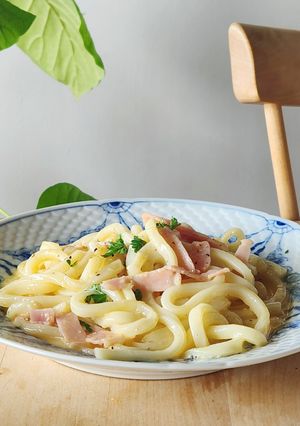簡単カルボナーラパスタよりうどん☆昼食-レシピのメイン写真