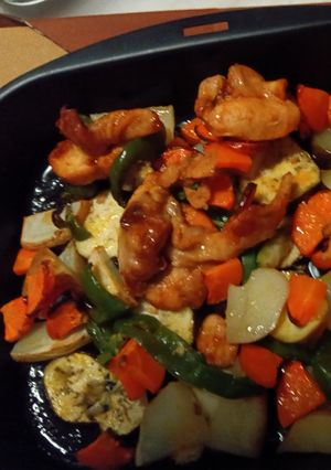 ヘルシオグリルパン焼き　チキンと野菜-レシピのメイン写真