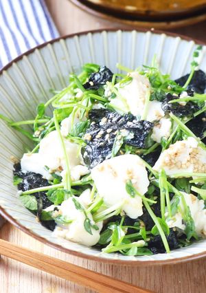 包丁不要！豆苗と豆腐のチョレギサラダ-レシピのメイン写真