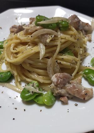 鶏肉とそら豆のクリームパスタ-レシピのメイン写真