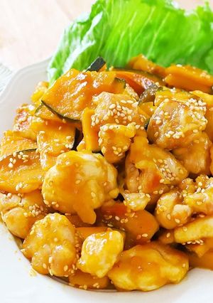 ご飯が進む！鶏肉とかぼちゃの甘酢照り焼き-レシピのメイン写真