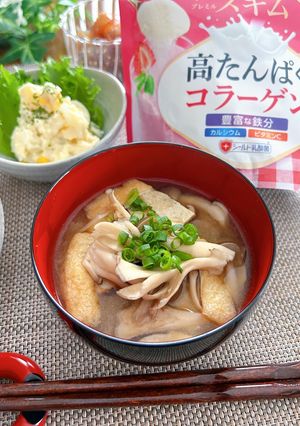 高たんぱく★スキムミルク入りきのこ味噌汁-レシピのメイン写真