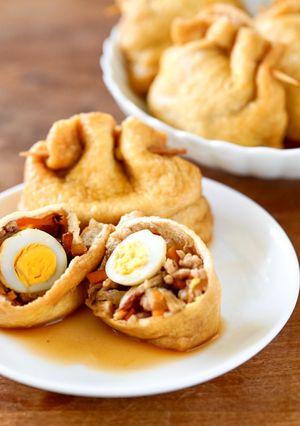 野菜取れる☆うずらたまごのハッピー巾着煮-レシピのメイン写真
