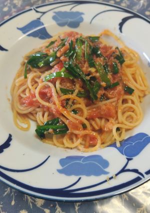 カニとニラのマリナーラスパゲッティ-レシピのメイン写真