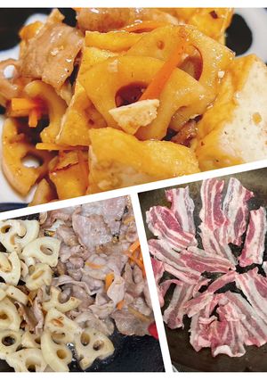 豚バラ、厚揚げ、れんこんの炒め物-レシピのメイン写真