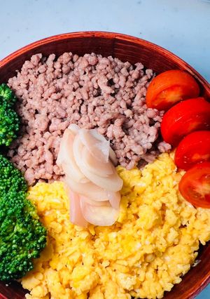 キャベツでかさましダイエット二色丼 弁当-レシピのメイン写真