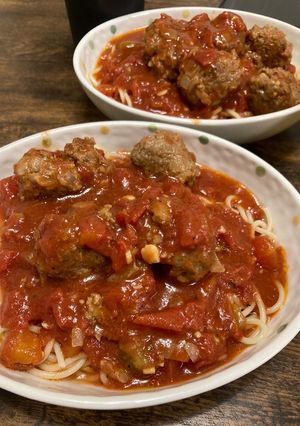 ミートボールトマトパスタ-レシピのメイン写真