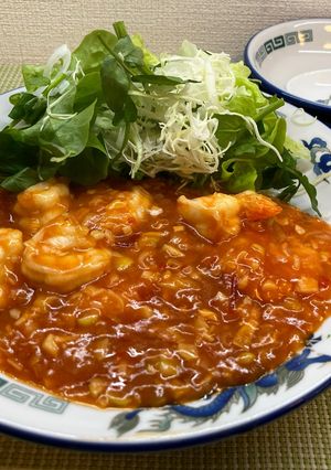 春野菜と食べる海老チリ♪-レシピのメイン写真