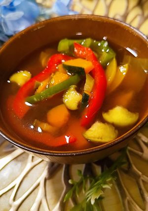 夏野菜の具沢山赤味噌みそ汁-レシピのメイン写真