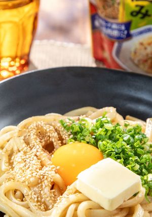 中華風悪魔のバター釜玉うどん-レシピのメイン写真