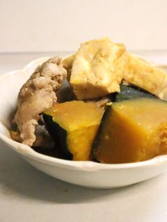豚肉レンジかぼちゃ厚揚げのシンプルな煮物-レシピのメイン写真
