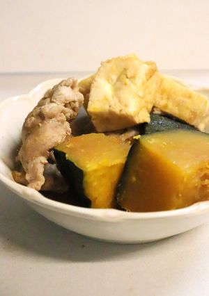 豚肉レンジかぼちゃ厚揚げのシンプルな煮物-レシピのメイン写真