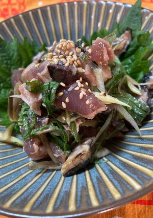 ごま油めんつゆで食べるカツオのたたき-レシピのメイン写真