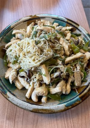 コク旨！鶏肉と椎茸ピーマンのマヨ素麺チャンプルー-レシピのメイン写真