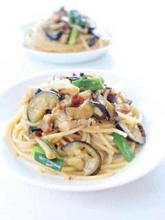 柚子胡椒も+【茄子ベーコンの和風パスタ】-レシピのメイン写真