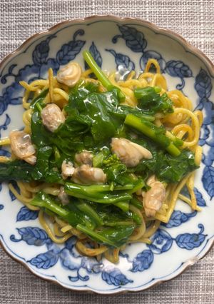 ちゃんぽん麺で菜の花アサリあんかけ-レシピのメイン写真