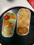 レンジ簡単クリーミーそば飯味炒飯弁当