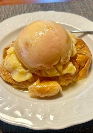 クロワッサンで作る簡単！桃のティーサバラン-レシピのメイン写真