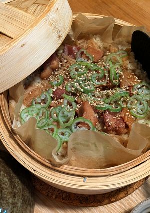 焼き鳥缶となめ茸のせいろご飯-レシピのメイン写真