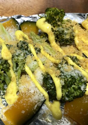 ブロッコリーとかぼちゃのオーブン焼き-レシピのメイン写真