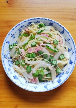 夏向き和風パスタ オクラ入り-レシピのメイン写真