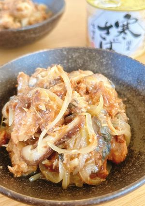 玉葱と椎茸のさば味噌和え-レシピのメイン写真