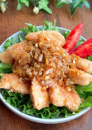 鶏胸肉で大満足♩揚げずに簡単油淋鶏-レシピのメイン写真