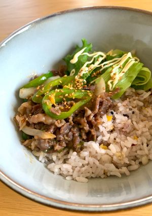 旨辛!牛肉と野菜炒めのっけ丼-レシピのメイン写真