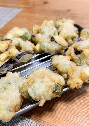 ふわふわ衣の❣️オクラと茄子のかき揚げ🎵-レシピのメイン写真