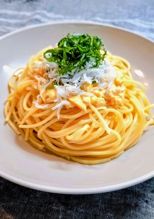 コク旨♪ゆで卵としらすの簡単パスタ-レシピのメイン写真