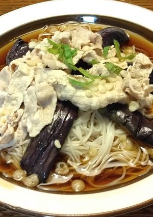 味つけ簡単!豚しゃぶとナスのぶっかけそうめん-レシピのメイン写真