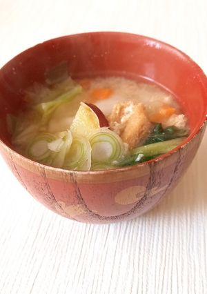 あらみじん切り野菜と水餃子の味噌汁-レシピのメイン写真