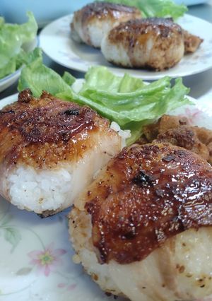 肉巻きおにぎり ..._@ﾟﾉﾟ-レシピのメイン写真