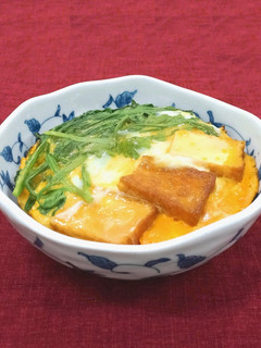 春菊と厚揚げの卵とじ丼-レシピのメイン写真