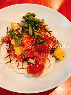 簡単!マグロとサーモンのポキ丼!-レシピのメイン写真