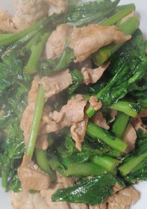 簡単　のらぼう菜と豚こまのゴマ油醤油炒め-レシピのメイン写真