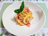 夏簡単昼食生ハムレモンクリーム冷製パスタ