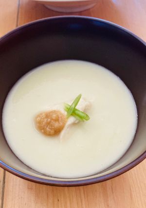 ナスのすり流し 胡麻豆腐の椀種-レシピのメイン写真