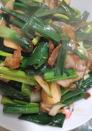 葉たまねぎと豚こま肉のゴマ油醤油炒め-レシピのメイン写真