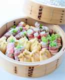 8種類！【豚巻き＆油揚げ包みの蒸籠蒸し】