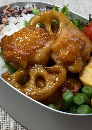 れんこんと鶏肉の甘酢弁当-レシピのメイン写真