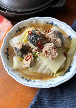食べ過ぎ調節！鯖缶と白菜のペペロン蒸し-レシピのメイン写真