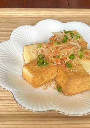 厚揚げに手作り玉ねぎドレッシングを-レシピのメイン写真