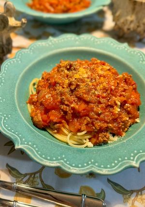 ミートソースパスタ-レシピのメイン写真