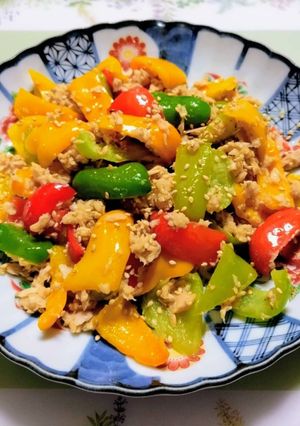 簡単夕飯昼食！ツナ無限ピーマン副菜弁当！野菜料理-レシピのメイン写真