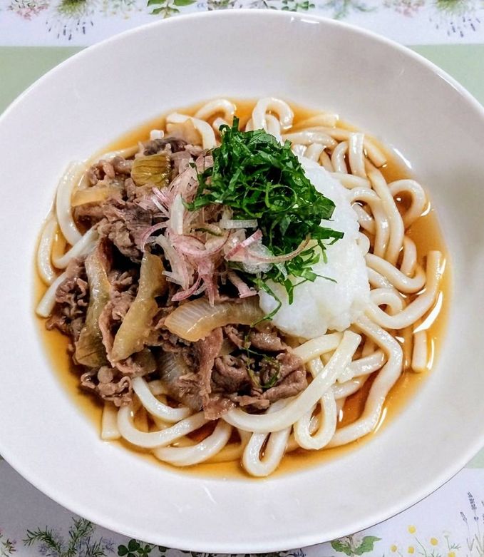 夏休み昼食！牛丼でおろしぶっかけうどん-レシピのメイン写真