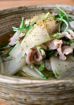水菜と大根、豚肉のさっと煮-レシピのメイン写真