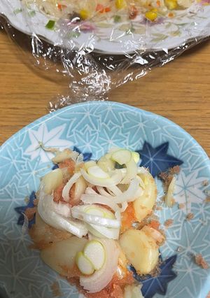 ネギを添えた明太子と蒸しニンニク和え-レシピのメイン写真