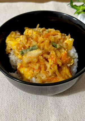 市販のかき揚げで天とじ丼-レシピのメイン写真